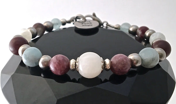 Inner Beauty Healing Crystal Reiki Charm Bracelet Moonstone Aquamarine - Spiritual Diva Jewelry