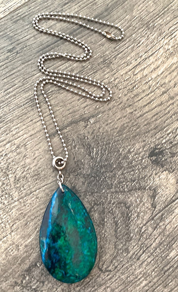 Chrysocolla Energy Healing Crystal Reiki Gemstone Pendant Necklace - Spiritual Diva Jewelry