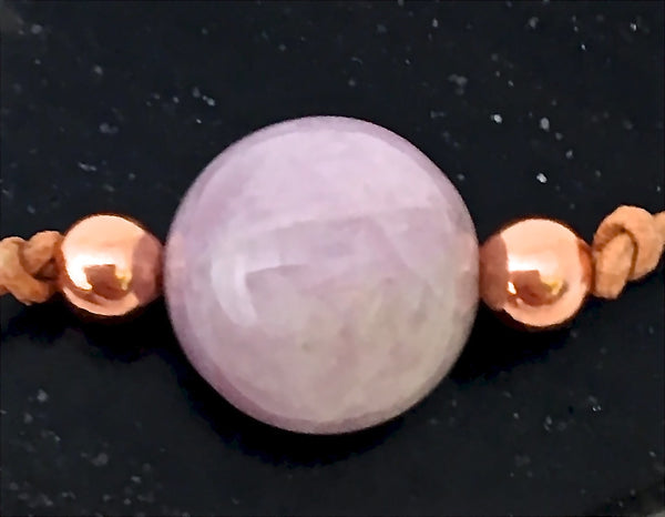 Pink Kunzite Healing Crystal Reiki Leather Copper Choker Necklace - Spiritual Diva Jewelry