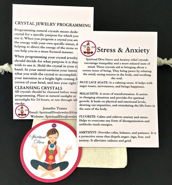 Stress Anxiety Mens Unisex Reiki Crystal Gemstone Energy Bracelet description - Spiritual Diva 