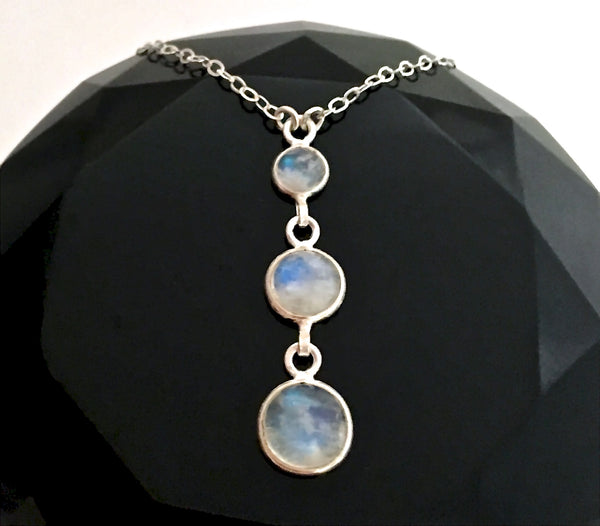 Moonstone Healing Crystal Reiki Sterling Silver Choker Y Necklace - Spiritual Diva Jewelry