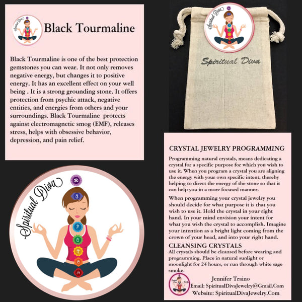 Libra Healing Crystal Astrology Zodiac Reiki Black Tourmaline Bracelet - Spiritual Diva Jewelry