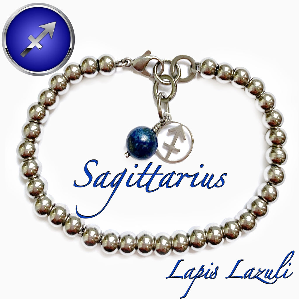 Sagittarius Healing Crystal Astrology Zodiac Reiki Lapis Bracelet - Spiritual Diva Jewelry