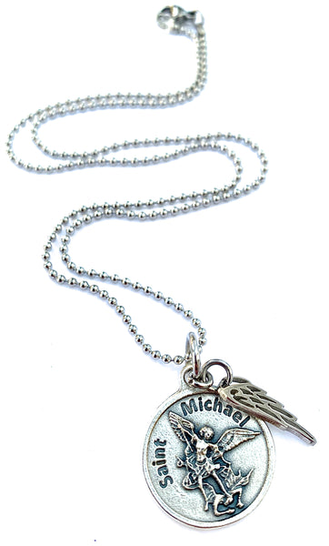 Archangel St Michael Stainless Steel Spiritual Diva Charm Necklace