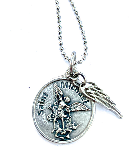 Archangel St Michael Stainless Steel Spiritual Diva Charm Necklace