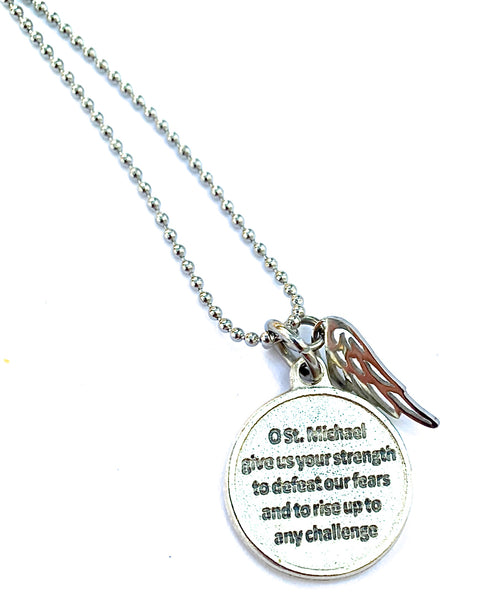 Archangel St Michael Stainless Steel Spiritual Charm Necklace description 