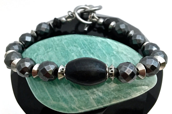 Shungite Hematite Energy Healing Crystal Reiki Gemstone Bracelet - Spiritual Diva Jewelry