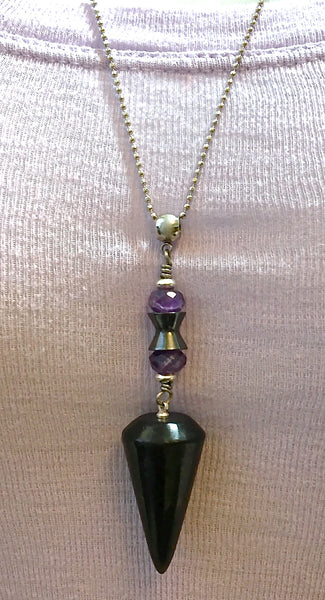 Shungite Hematite Amethyst Healing Crystal Reiki Necklace Pendant - Spiritual Diva Jewelry