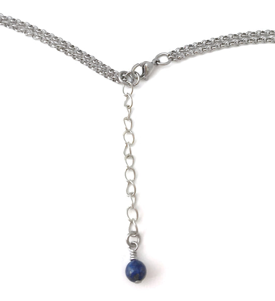 Lapis Lazuli Healing Crystal Reiki Gemstone Stainless Tassel Necklace - Spiritual Diva Jewelry