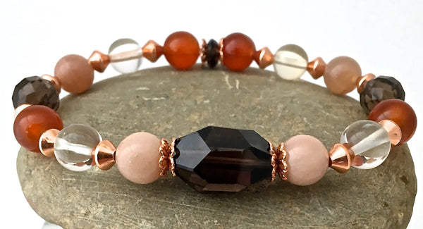 PURE JOY POSITIVE ENERGY Healing Crystal Copper Reiki Stretch Bracelet - Spiritual Diva Jewelry
