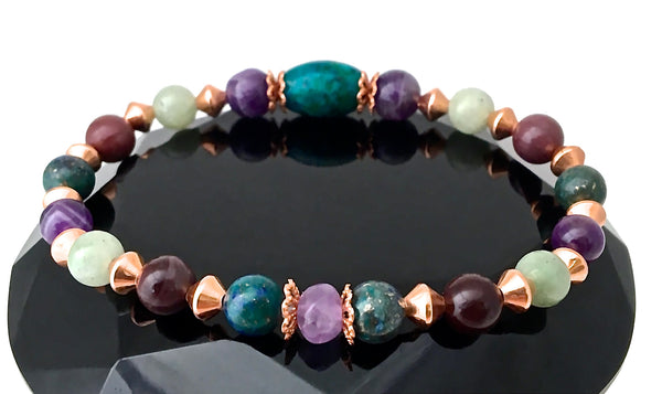 STRENGTH Grief Depression Gift Healing Crystal Copper Reiki Bracelet - Spiritual Diva Jewelry