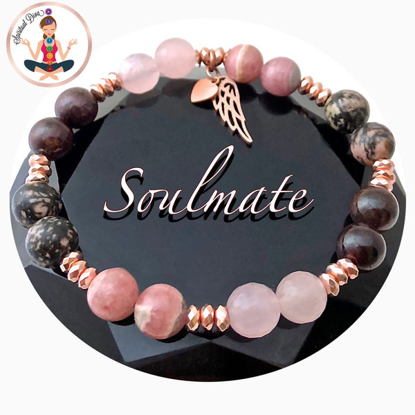 Soulmate Love Healing Crystal Rose Gold Reiki Gemstone Angel Bracelet - Spiritual Diva Jewelry