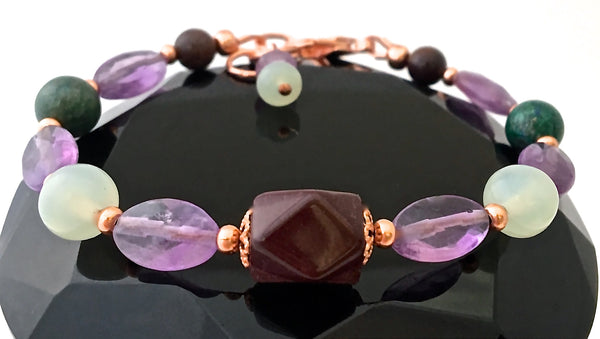 Strength Grief Depression Healing Crystal Copper Reiki Clasp Bracelet - Spiritual Diva Jewelry