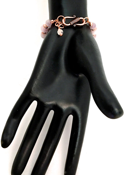 Kunzite Moonstone Energy Healing Crystal Reiki Copper S Clasp Bracelet - Spiritual Diva Jewelry