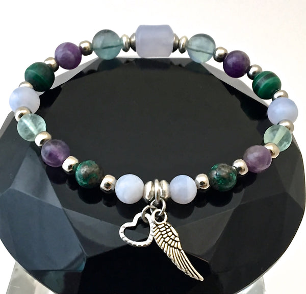 Stress Anxiety Relief Healing Crystal Reiki Angel Gemstone Bracelet - Spiritual Diva Jewelry