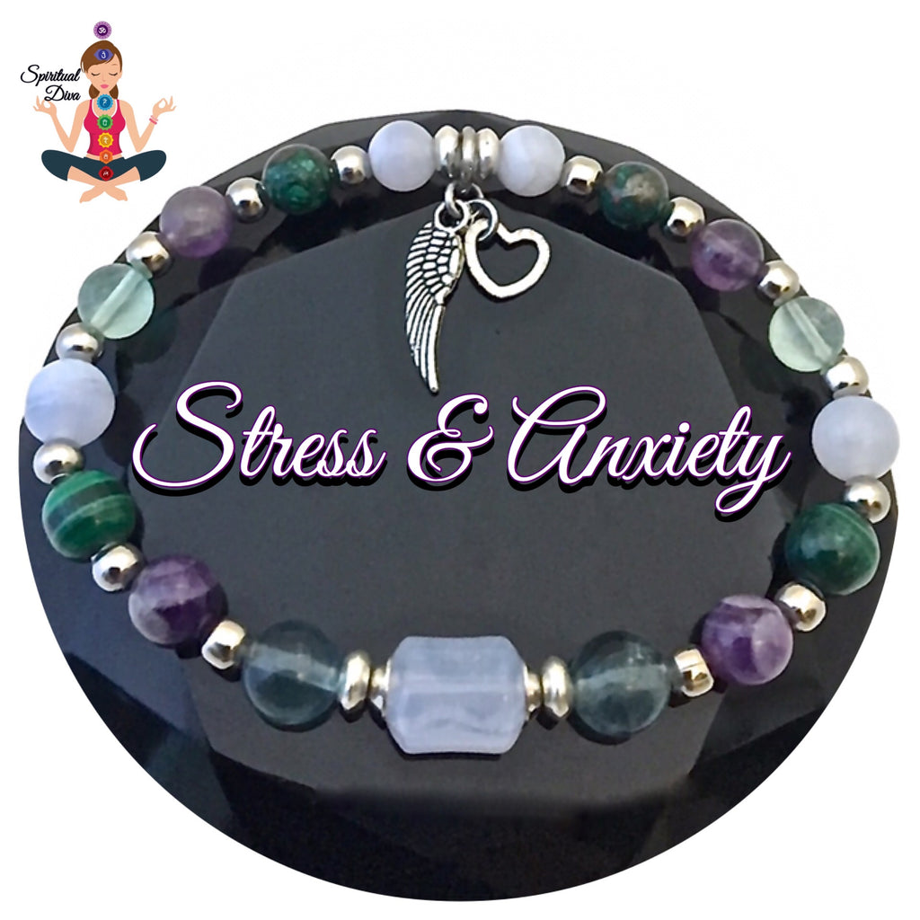Stress Anxiety Relief Healing Crystal Reiki Angel Gemstone Bracelet - Spiritual Diva Jewelry