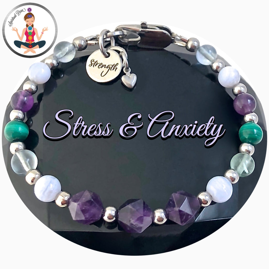 Stress Anxiety Relief Healing Crystal Reiki Gemstone Strength Bracelet –  Spiritual Diva Jewelry