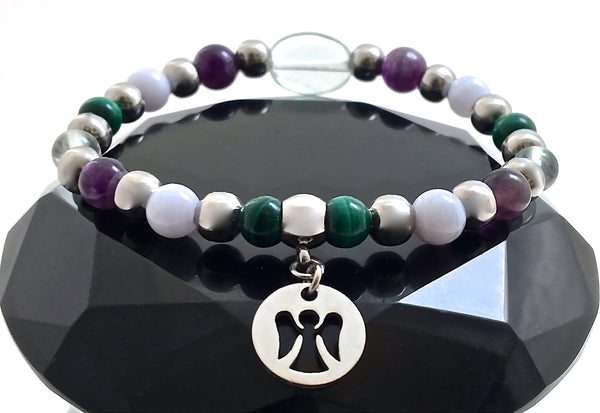 Stress Anxiety Relief Healing Crystal Reiki Gemstone Angel Bracelet - Spiritual Diva Jewelry