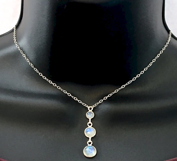 Moonstone Healing Crystal Reiki Sterling Silver Choker Y Necklace - Spiritual Diva Jewelry