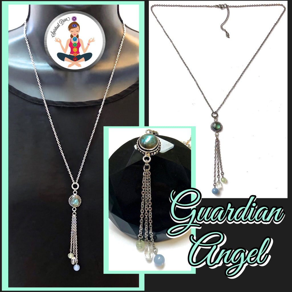 Guardian Angel Energy Healing Crystal Reiki Gemstone Tassel Necklace - Spiritual Diva Jewelry