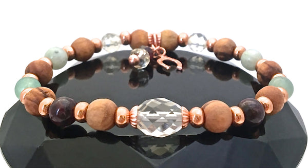 PROSPERITY ABUNDANCE Healing Crystal Reiki Olive Wood Copper Bracelet - Spiritual Diva Jewelry