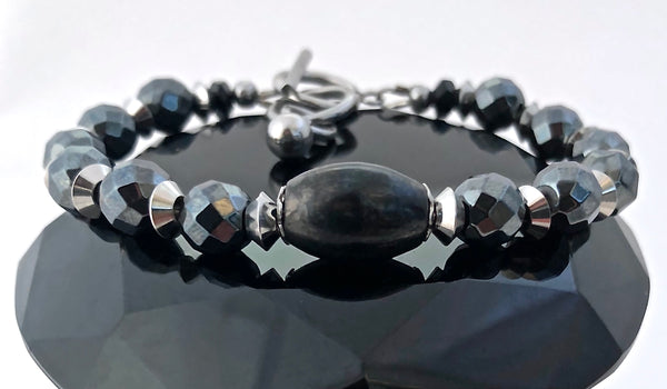 Shungite Hematite Energy Healing Crystal Reiki Gemstone Bracelet - Spiritual Diva Jewelry