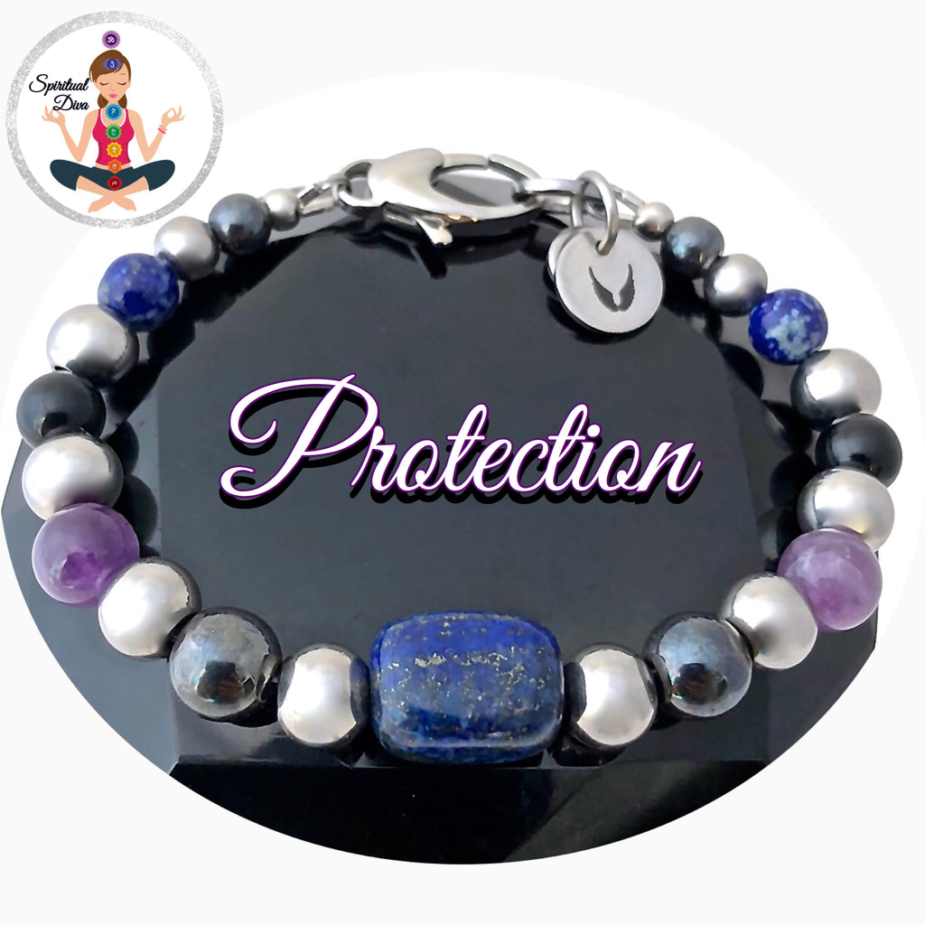 Protection Energy Healing Crystal Reiki Gemstone Angel Charm Bracelet - Spiritual Diva Jewelry