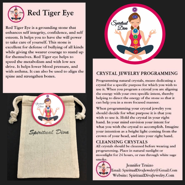 Red Tiger Eye Energy Healing Crystal Reiki Gemstone Clasp Bracelet - Spiritual Diva Jewelry