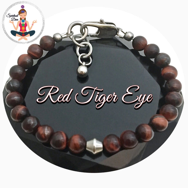 Red Tiger Eye Energy Healing Crystal Reiki Gemstone Clasp Bracelet - Spiritual Diva Jewelry
