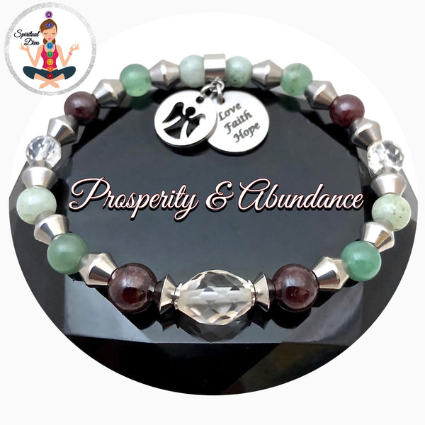 PROSPERITY ABUNDANCE Energy Healing Crystal Reiki Angel Charm Bracelet - Spiritual Diva Jewelry