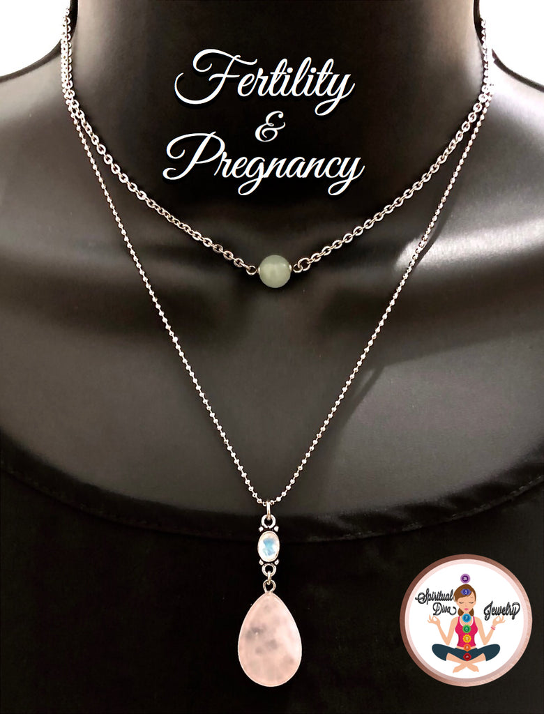 FERTILITY PREGNANCY Healing Crystal Reiki Double Choker IVF Necklace - Spiritual Diva Jewelry