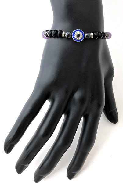 PROTECTION Rhinestone Evil Eye Healing Crystal Reiki Gemstone Bracelet - Spiritual Diva Jewelry