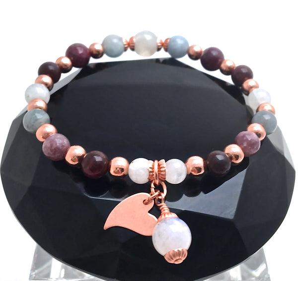 INNER BEAUTY Healing Crystal Reiki Bracelet Copper Moonstone Tourmaline - Spiritual Diva Jewelry
