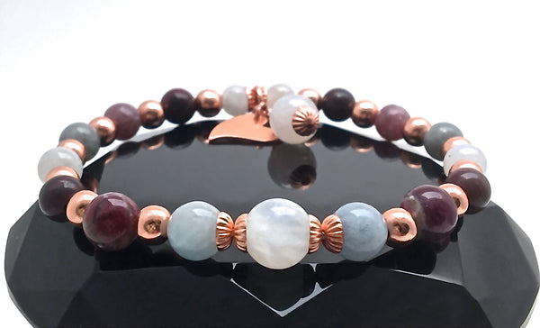 INNER BEAUTY Healing Crystal Reiki Bracelet Copper Moonstone Tourmaline - Spiritual Diva Jewelry
