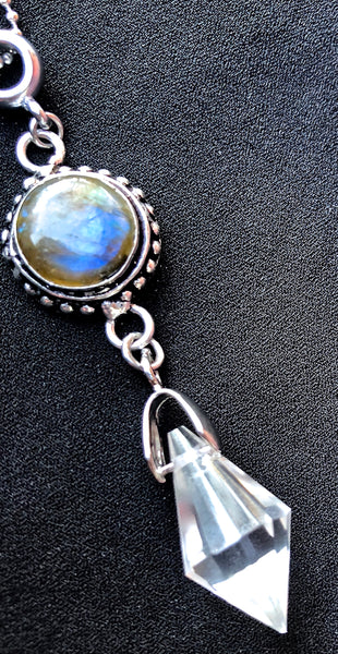 Herkimer Diamond Labradorite Energy Healing Crystal Reiki Necklace - Spiritual Diva Jewelry