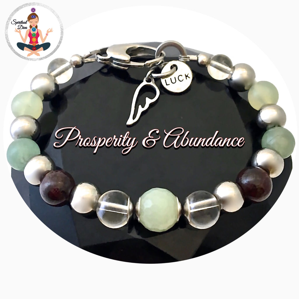 PROSPERITY ABUNDANCE Energy Healing Crystal Reiki Angel Luck Bracelet - Spiritual Diva Jewelry