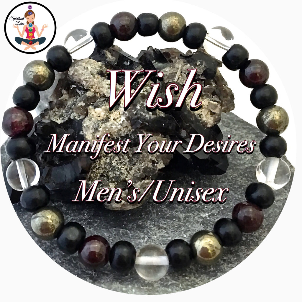 WISH Manifestation Energy Healing Crystal Mens Unisex Reiki Bracelet - Spiritual Diva Jewelry