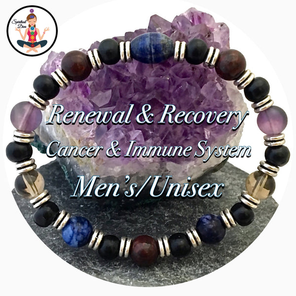 Cancer Immune System Recovery Healing Crystal Mens Reiki Bracelet - Spiritual Diva Jewelry