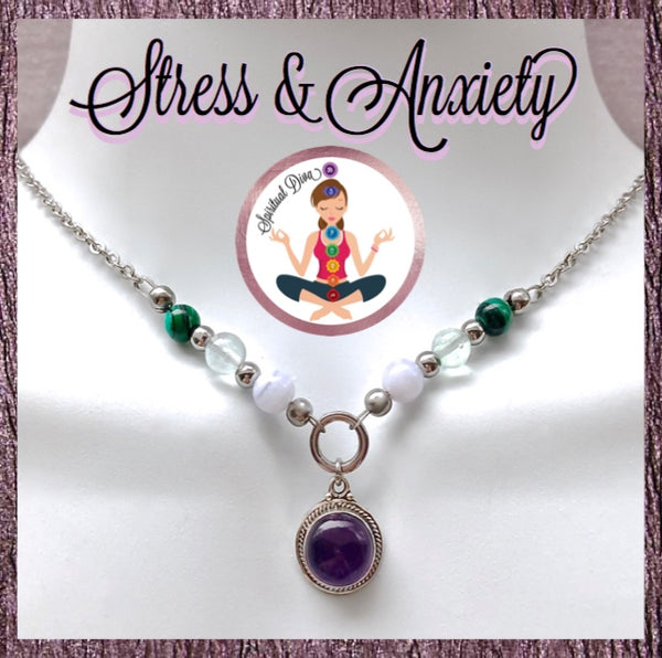 Stress Anxiety Energy Healing Crystal Reiki Gemstone Choker Necklace - Spiritual Diva Jewelry