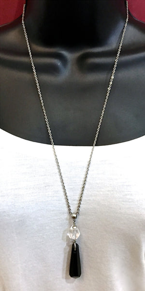 Shungite Clear Quartz Healing Crystal Reiki Gemstone Pendant Necklace - Spiritual Diva Jewelry