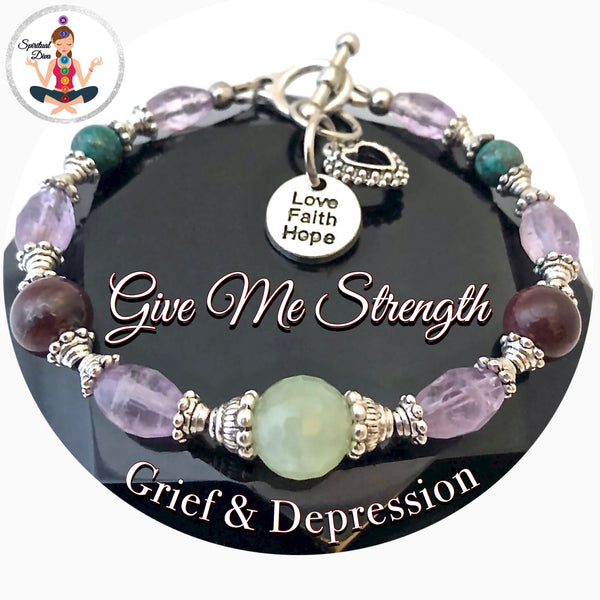 STRENGTH Grief Depression Healing Crystal Reiki Gemstone Bracelet SALE - Spiritual Diva Jewelry