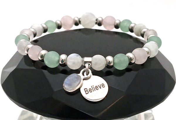 FERTILITY PREGNANCY Healing Crystal Reiki Moonstone IVF Charm Bracelet - Spiritual Diva Jewelry