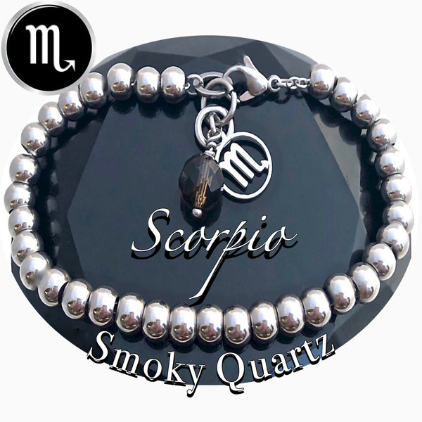Scorpio Zodiac Astrology Healing Crystal Reiki Smoky Quartz Bracelet - Spiritual Diva Jewelry