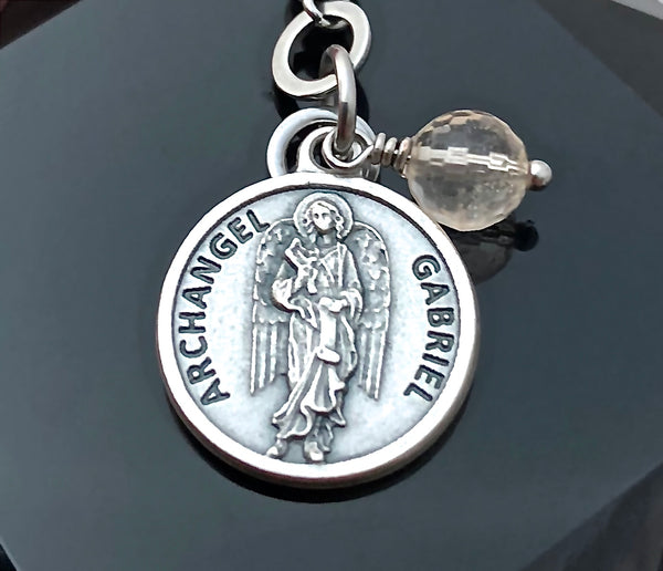 Archangel Gabriel Citrine Healing Crystal Stainless Charm Bracelet - Spiritual Diva Jewelry