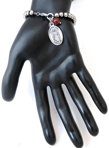 Archangel Uriel Amber Healing Crystal Stainless Steel Charm Bracelet - Spiritual Diva Jewelry