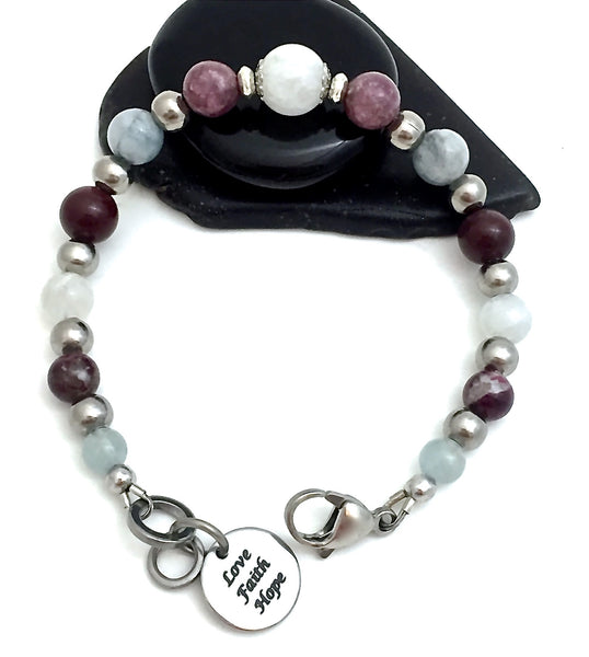 Inner Beauty Healing Crystal Reiki Charm Bracelet Moonstone Aquamarine - Spiritual Diva Jewelry