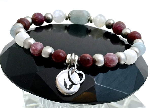 Inner Beauty Healing Crystal Reiki Moonstone Aquamarine Angel Bracelet - Spiritual Diva Jewelry
