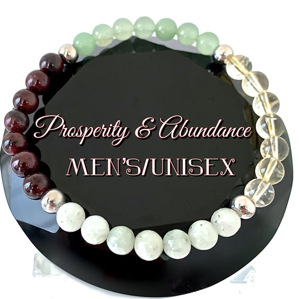PROSPERITY ABUNDANCE Crystal Gemstone Reiki Mens Unisex Bracelet - Spiritual  Diva Jewelry