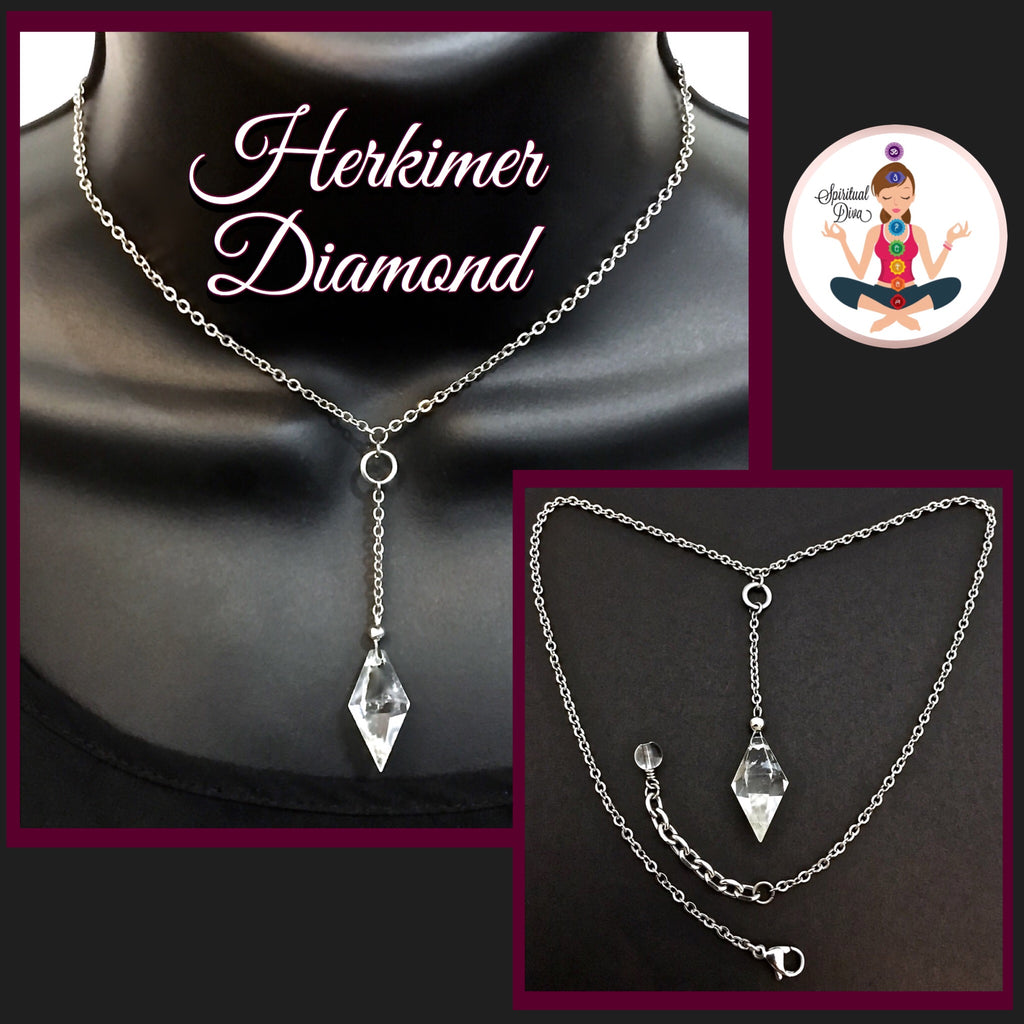 Herkimer Diamond Energy Healing Crystal Reiki Choker Y Necklace - Spiritual Diva Jewelry