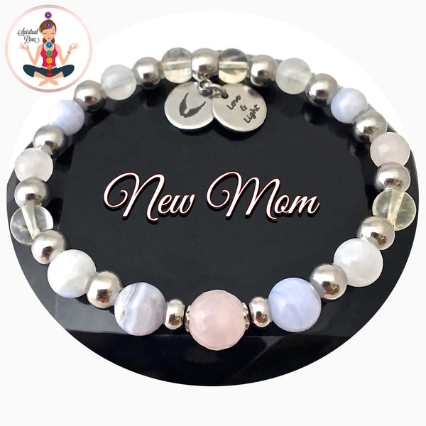 New Mother Baby Energy Healing Crystal Reiki Angel Gemstone Bracelet - Spiritual Diva Jewelry